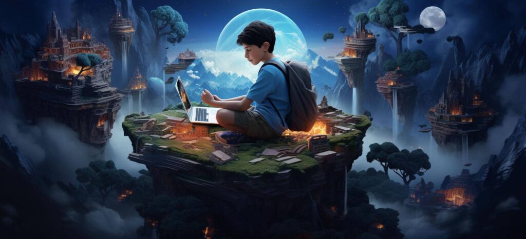 Enfant entrain de lire un livre fantastique